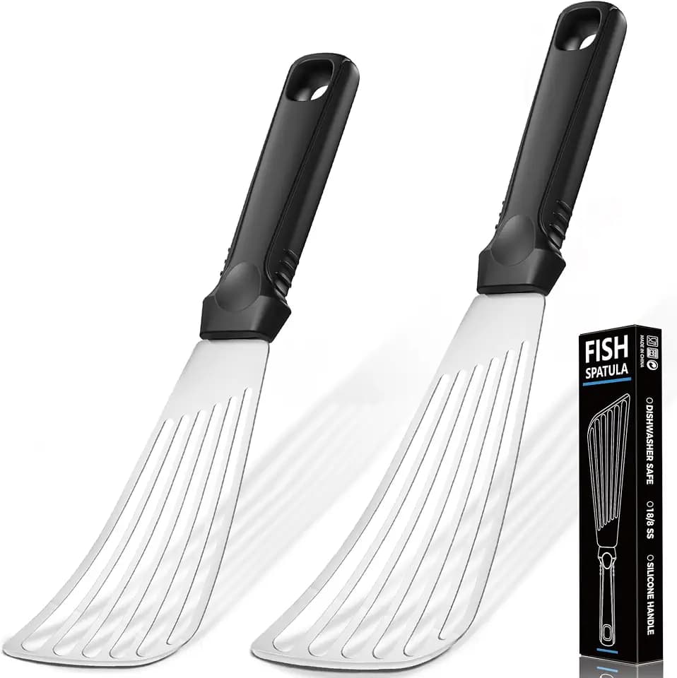 Fish Spatulas Set, 12.5-in & 10.6-in 18/8 Stainless Steel