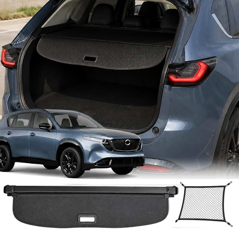 Cargo Cover for All-New 2026 Mazda CX5 Accessories 3rd Generation,Carbon Fiber Texture Retractable Trunk Cover Fits for Mazda CX-5 2026 Accessories Rear Trunk Security Protector