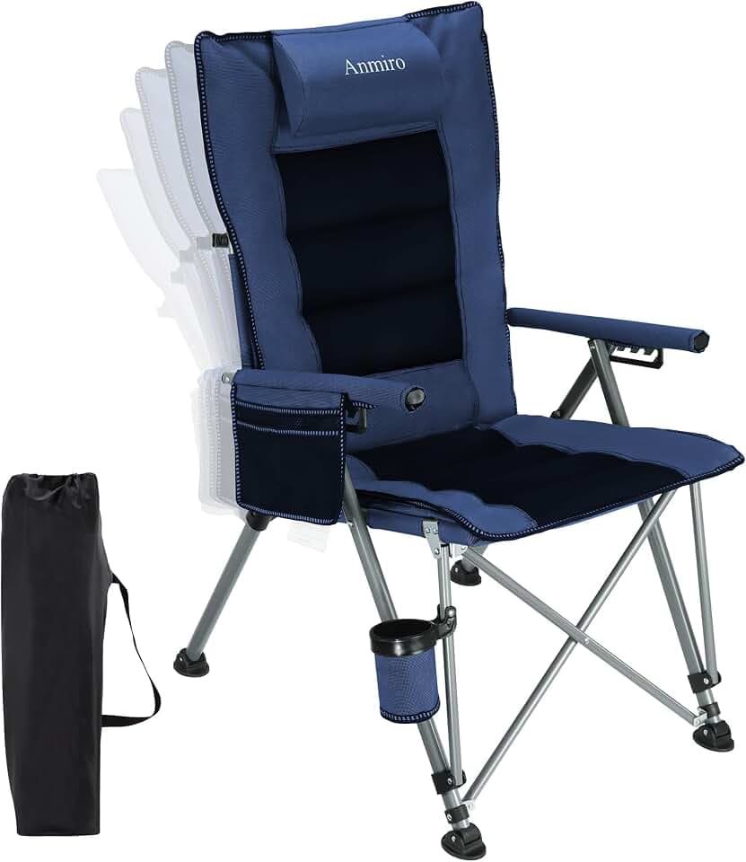 Heavy Duty Folding Camping Chair for Camp, Picnic, Lawn, Fishing (Blue, Adjustable)