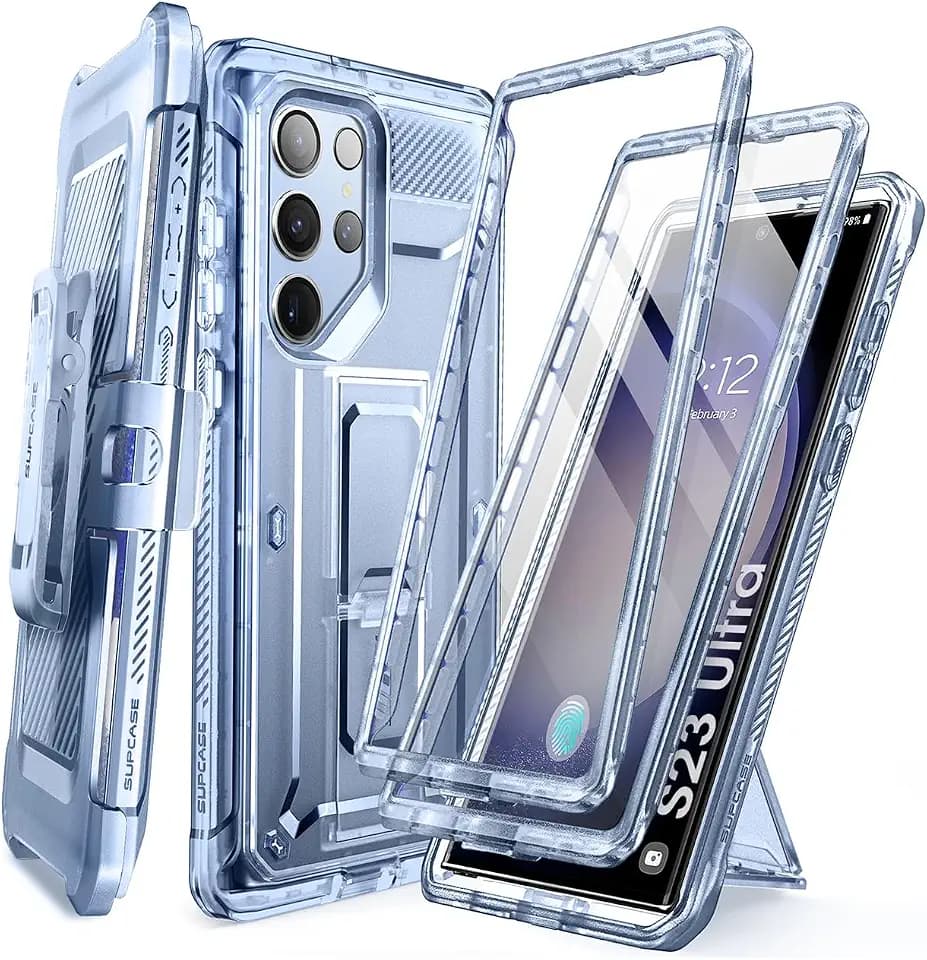 SUPCASE for Galaxy S23 Ultra Case with Built-in Screen Protector, FrostBlue