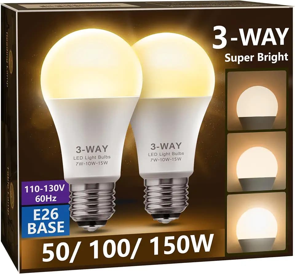 Briignite 3 Way LED Light Bulbs Soft White 3000K 50/100/150 Watt Equivalent
