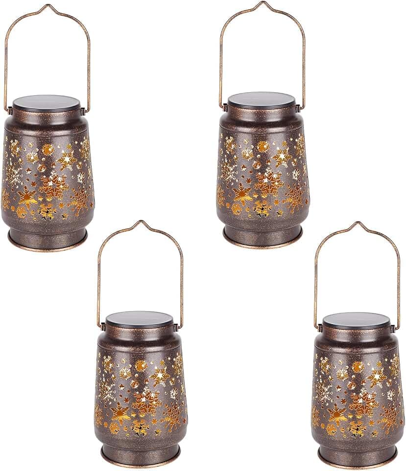 4 PCS Outdoor Lanterns Solar Powered Waterproof Decorative Hanging, Solar Power Lanterns for Outside, Christmas Gifts for Women, Flower& Bird Decor for Garden Lawn Backyard Front Porch