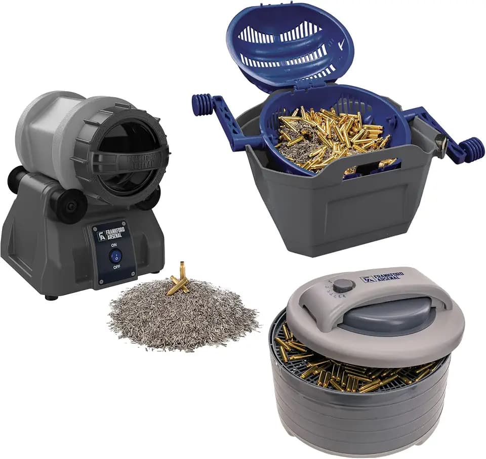 Frankford Arsenal Rotary Tumbler and Accessories with Media Separator, Cleaning Essentials, for Brass Cleaning, Reloading, and Gunsmithing
