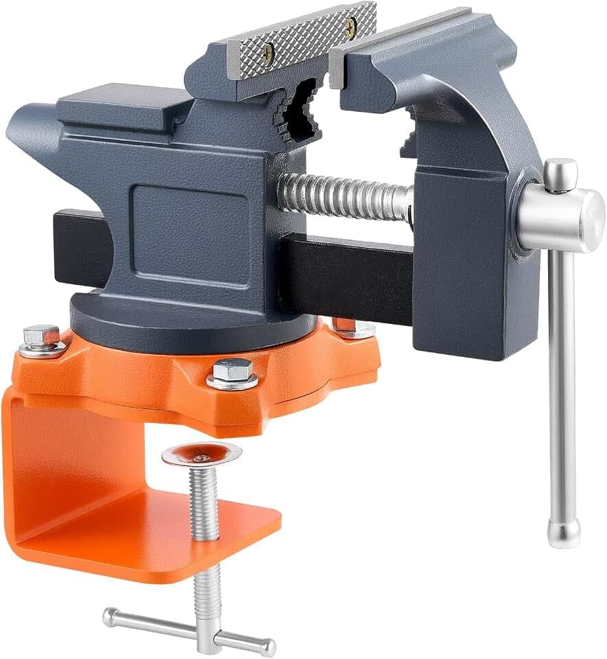 VEVOR Schraubstock, 114,3mm, Tischschraubstock mit 270°-Schwenkbasis, Werkbankschraubstock Gusseisenkonstruktion, für Holzbearbeitungs-, Metallbohr-, Gravier-, Schleif-, Schweiß- & Schneidearbeiten