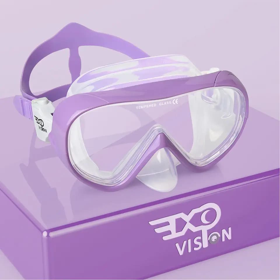 Kinder Taucherbrille 180° Panorama Kind Schnorchelmaske, Anti Nebel Tauchmaske gehärtetes Glas Schwimmmaske Junge Silikon Tauchermaske Mädchen Schwimmbrille mit Nasenabdeckung 4-16