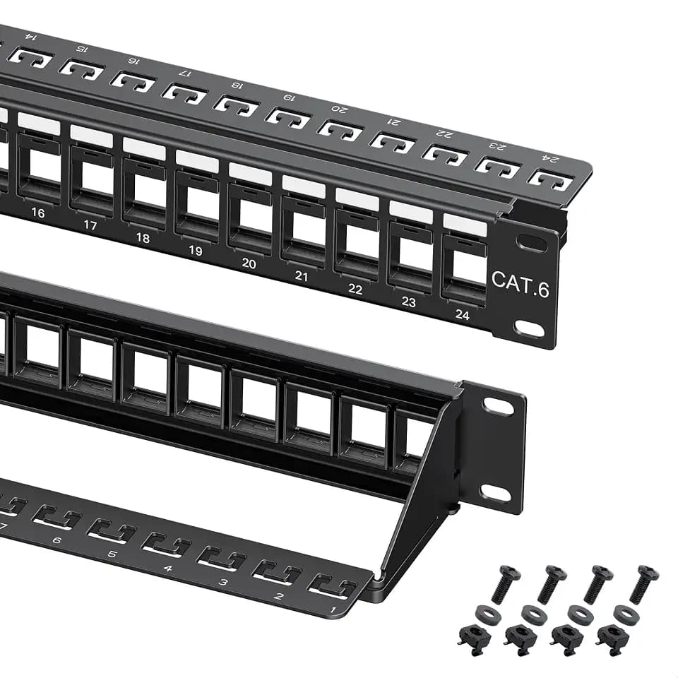 Cable Matters 1U 24 Port Keystone Patch Panel with Cable Management