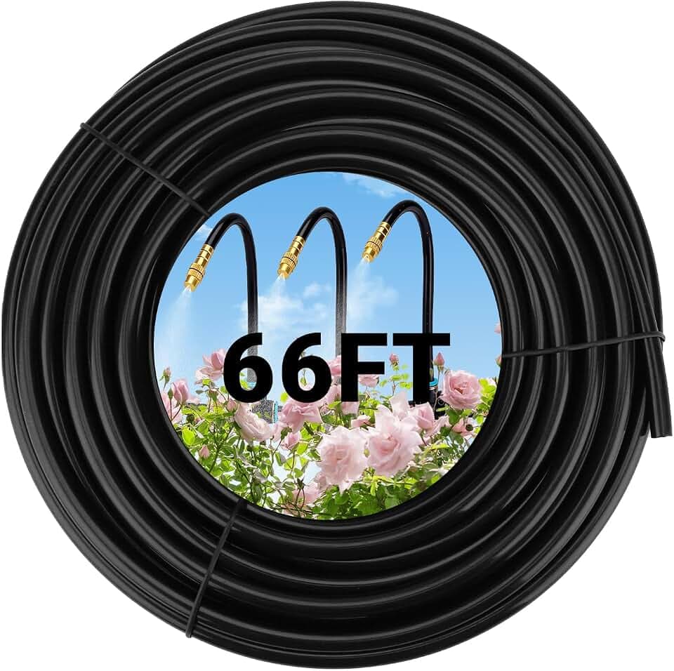 66FT 5/16in Drip Irrigation Hose for 360° Adjustable Drip Irrigation System