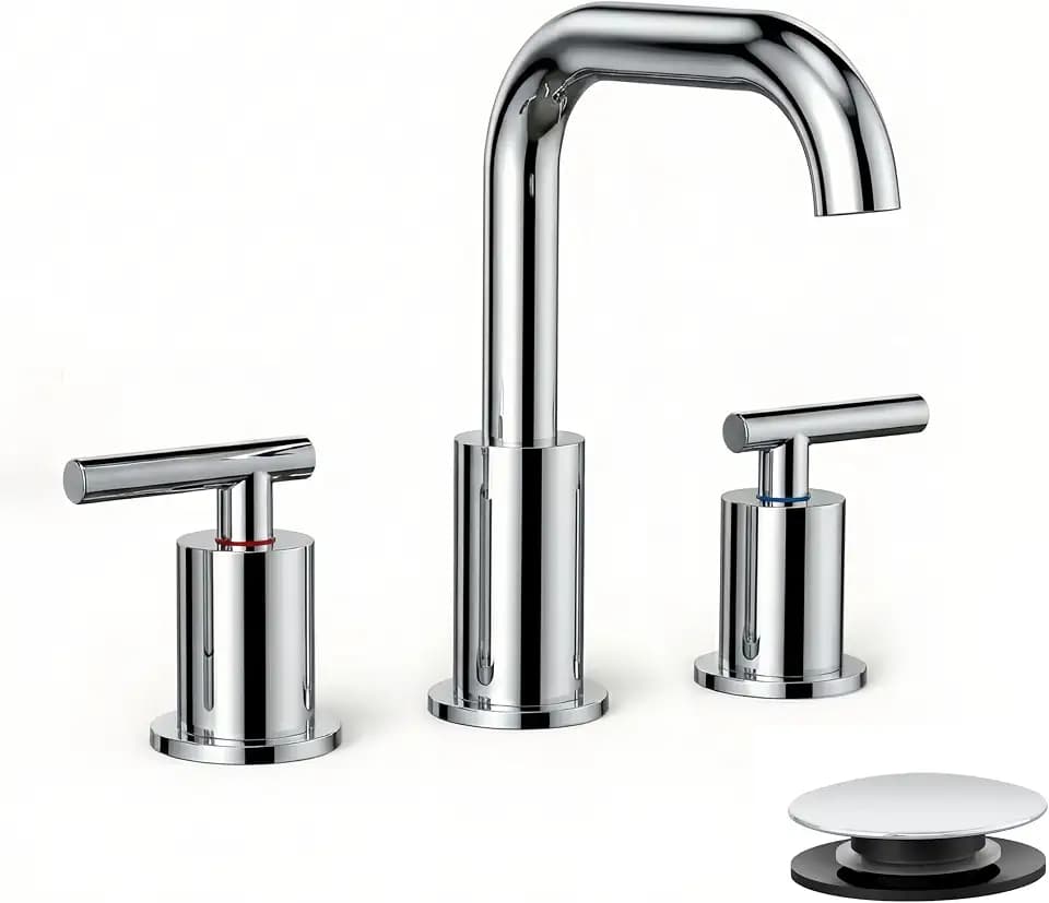 FORIOUS Bathroom Sink Faucet 3 Hole Widespread 8 Inch 2 Handle Chrome