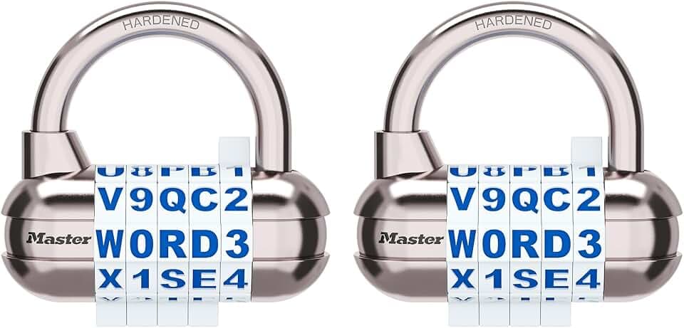 Master Lock Resettable Word Combination Padlock, 2-Pack, 1534WHTEC2