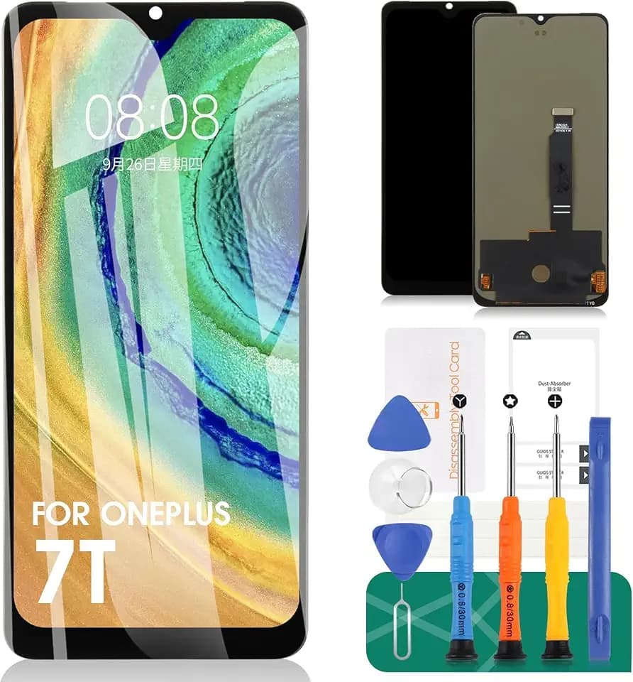 OLED for Oneplus 7T LCD Screen Replacement for Oneplus 7T HD1901 Touch Screen Display HD1903 HD1900 Digitizer Repair Kits (with Fingerprint Function)
