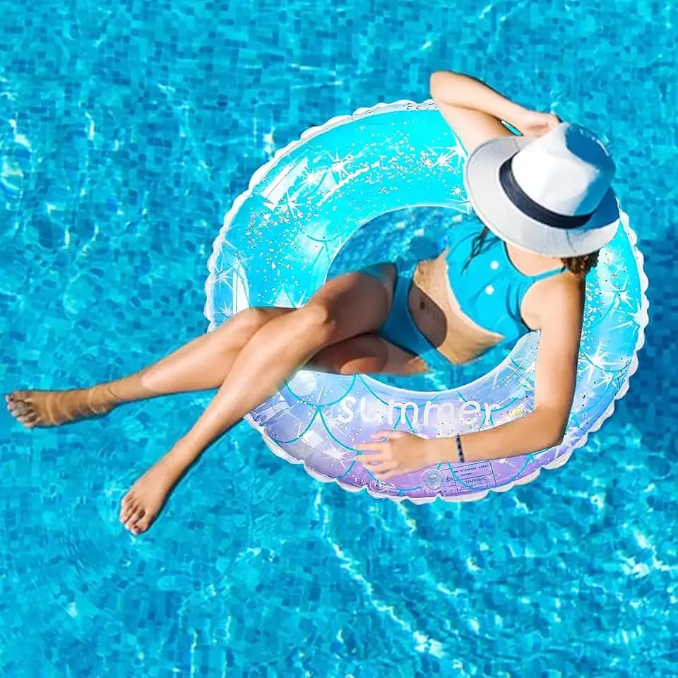 Aufblasbarer Schwimmring, Schwimmring, für Erwachsene, Schwimmring, mit Pailletten, mit Griff, aufblasbarer Schwimmring, für Pool, für Erwachsene und Kinder