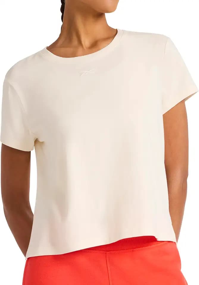 Reebok Women's Embroidery Hit Graphic Crewneck T-Shirt, Standard Fit, Lightweight Stretch Cotton Fabric