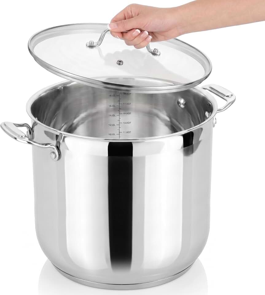 NutriChef Kochtopf, 18L- Ø-30cm, Suppentopf Edelstahl Induktion für Alle Herdarten Geeignet, Großraumtopf inkl. Glasdeckel, Hitzebeständig bis 260 °C, Spülmaschine & Backofengeeignet