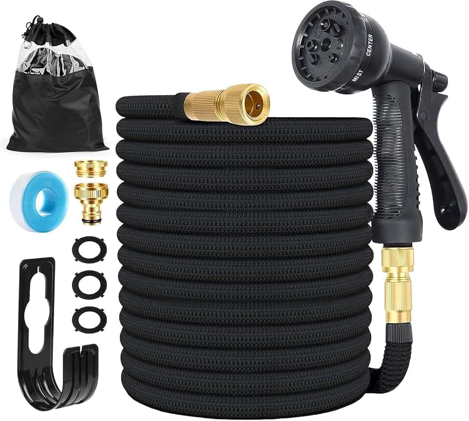 Gartenschlauch Flexibler 15M,1/2 zoll,3/4 zoll 8 Funktionen Leichter Schlauch für Bewässerung,Gartenreinigung, Autowäsche, Gießen, Badewanne, Gartenschlauch mit Aufbewahrungstasche