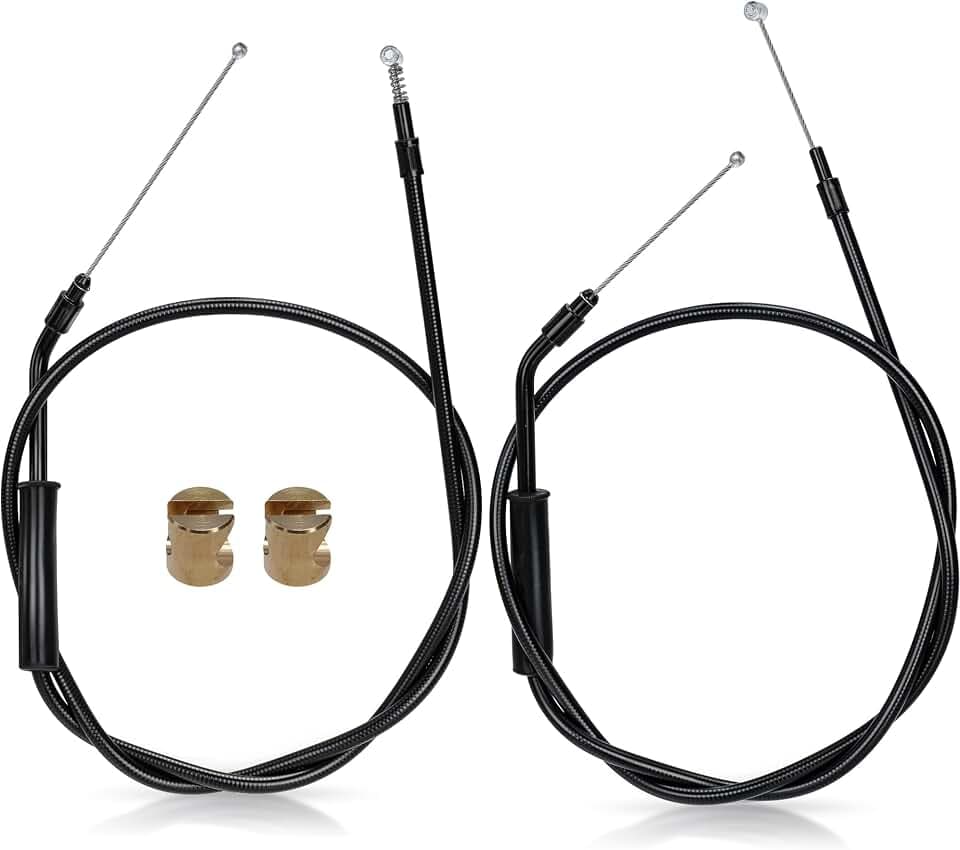 MoKitDora 46.83" Throttle Cable Set for Harley 2000-2006 Softail Custom Night Train Deuce FXSTB FXSTC FXSTD 12" Handlebar Stainless Steel Braided Black Vinyl Coated