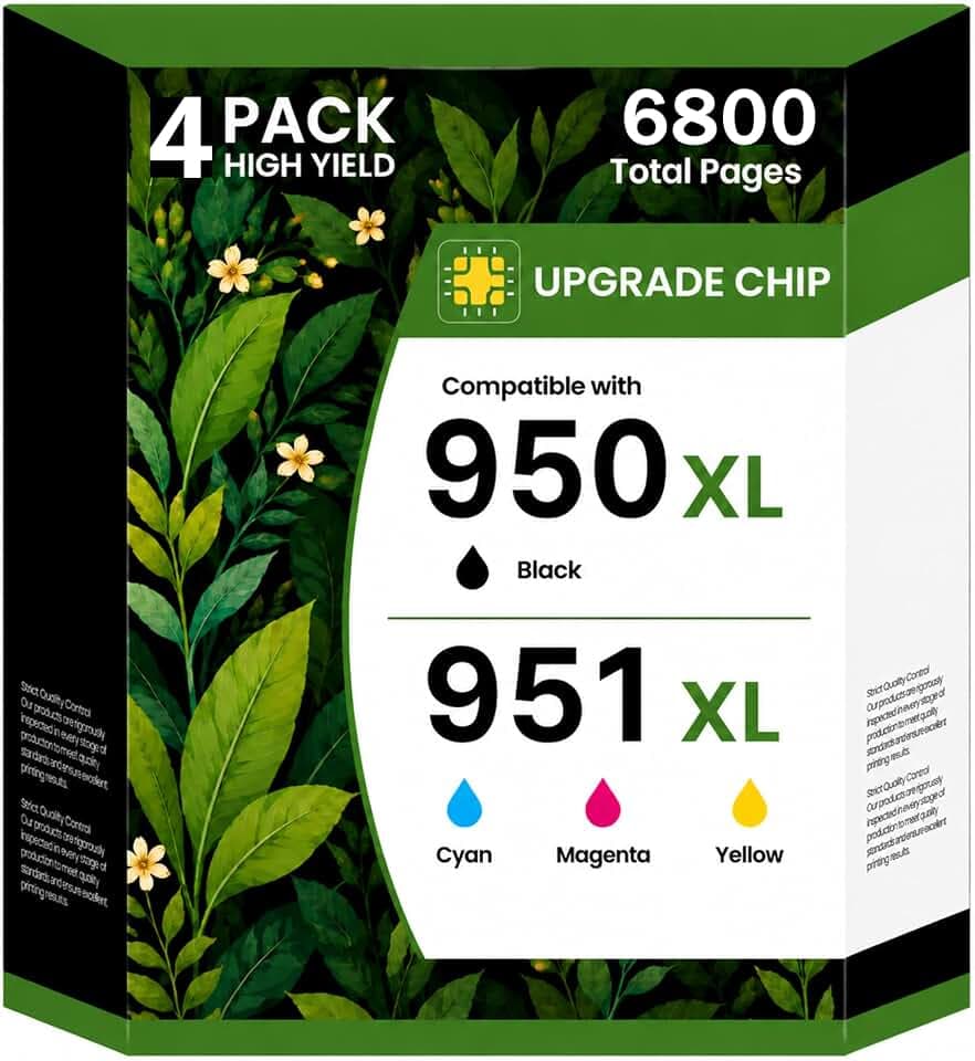 950XL 951XL Ink Compatible for HP 950 951 Ink Cartridges Combo Pack, 4 Pack