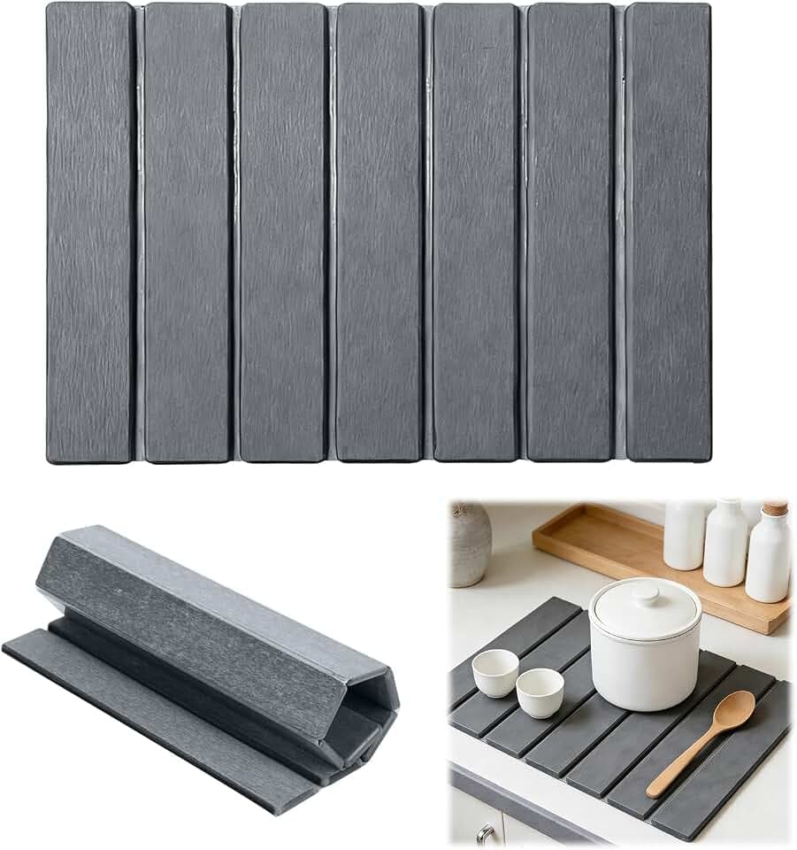 Abtropfmatte Geschirr, Wasserabsorbierende Kieselgur Matte Küche 40x30cm, Abtropfmatte aus Kieselgur, Hitzebeständiges Abtropfmatte Spüle, Spülmatte Schnelltrocknende für Küche (40*30cm)
