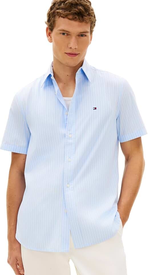 Tommy Hilfiger Herren Flex Poplin STP Ss Shirt Mw0mw42860 S/S Shirt (1er Pack)
