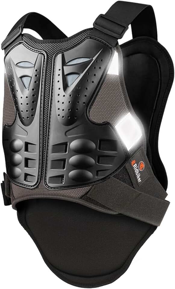 Dirt Bike Chest Protector Motocross Body Armor Vest, Motorcycle Gear for Men Off-Road Racing Body Armor Reflective Vest (Black, Large)