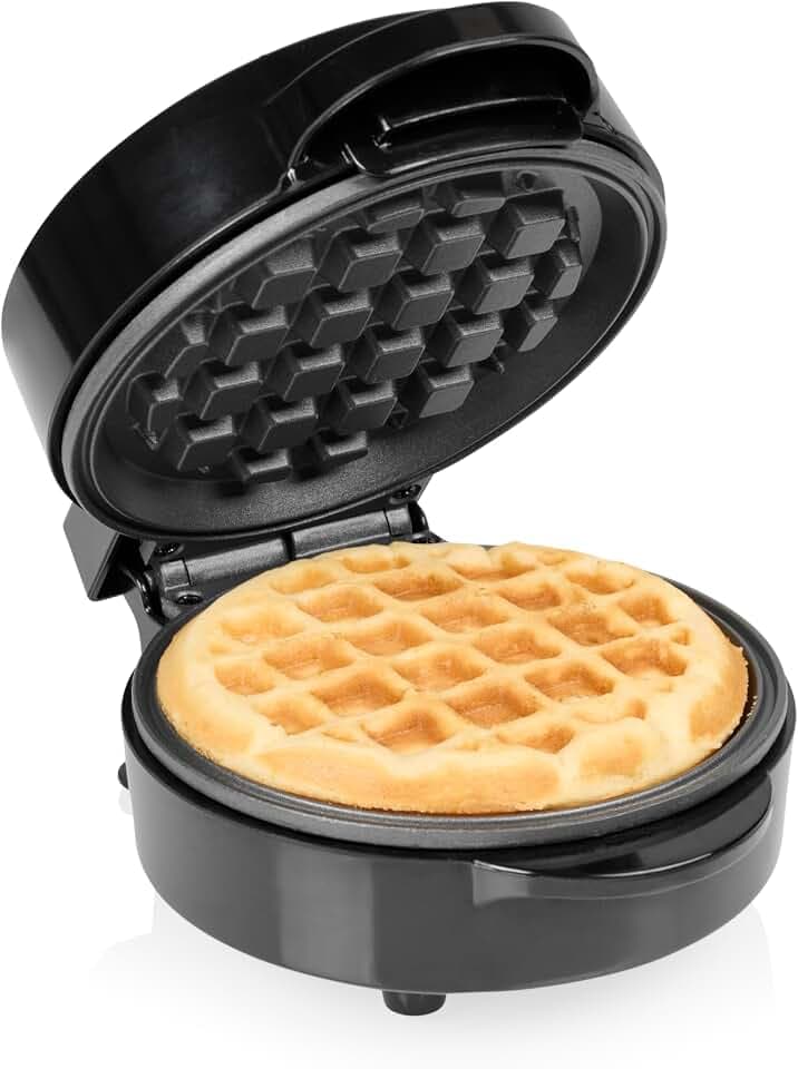 Tristar Mini-Waffeleisen, Runde Waffel, 550 W, Antihaftbeschichtung, Kompakte Größe, Einfache Reinigung, WF-2109, Einzeln