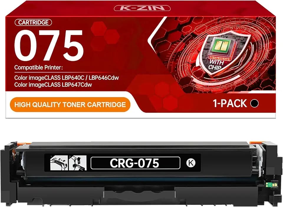 K-ZIN MF665Cdw CRG-075 075 Black Toner Cartridges with Chip