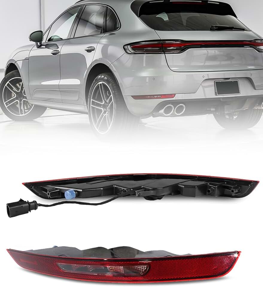 Rear Bumper Reflector Light Fit for 2014 2015 2016 2017 2018 2019 2020 2021 Porsche Macan, Halogen Red Rear Light for 95B945725AA 95B945725R (US version, 5 pins, Left Driver Side)