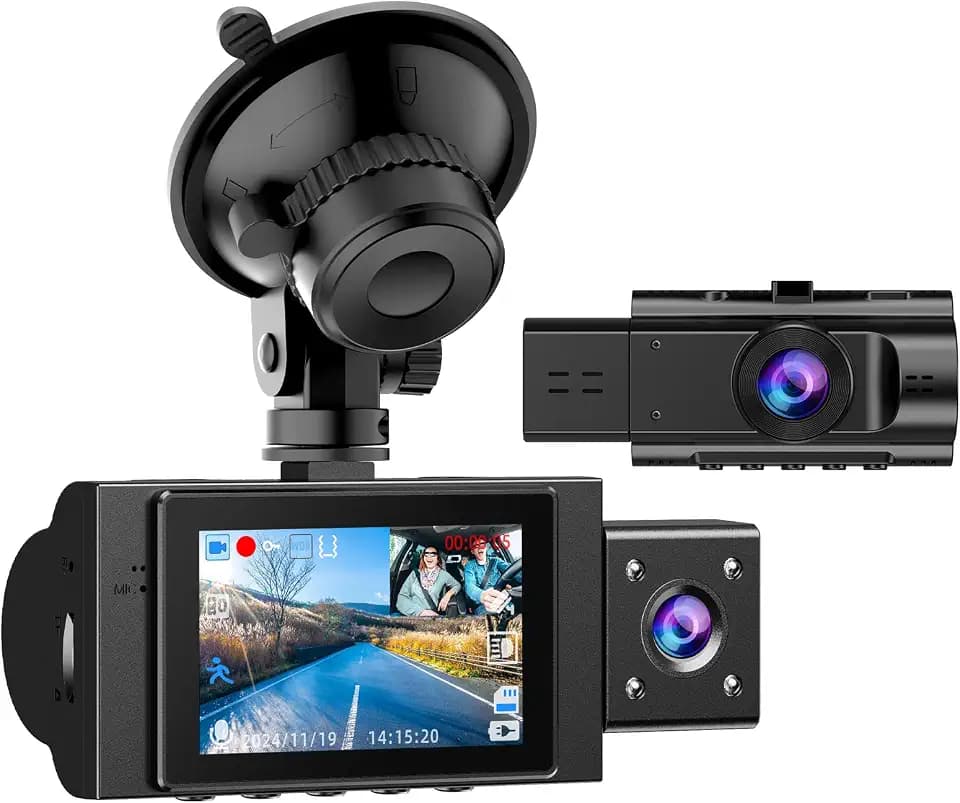 Dual Dash Cam Front and Inside, 1080P Car Camera with Infrared Night Vision