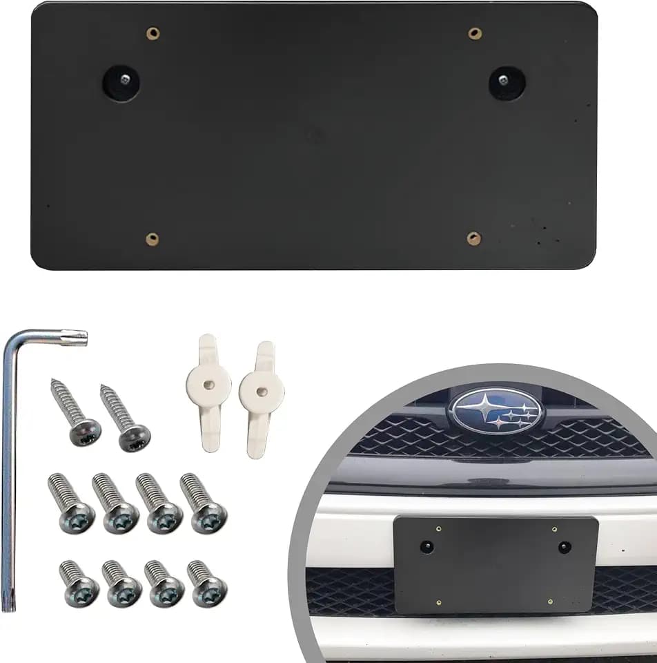 License Plate Mounting Bracket Round Hole Adapter Kit for Subaru - Plate Holder Set w 2 Adapters, 8 Screw Bolts & Wrench Kit, License Tag Mounting Kit, Plate Holders, Car & Truck Accessories