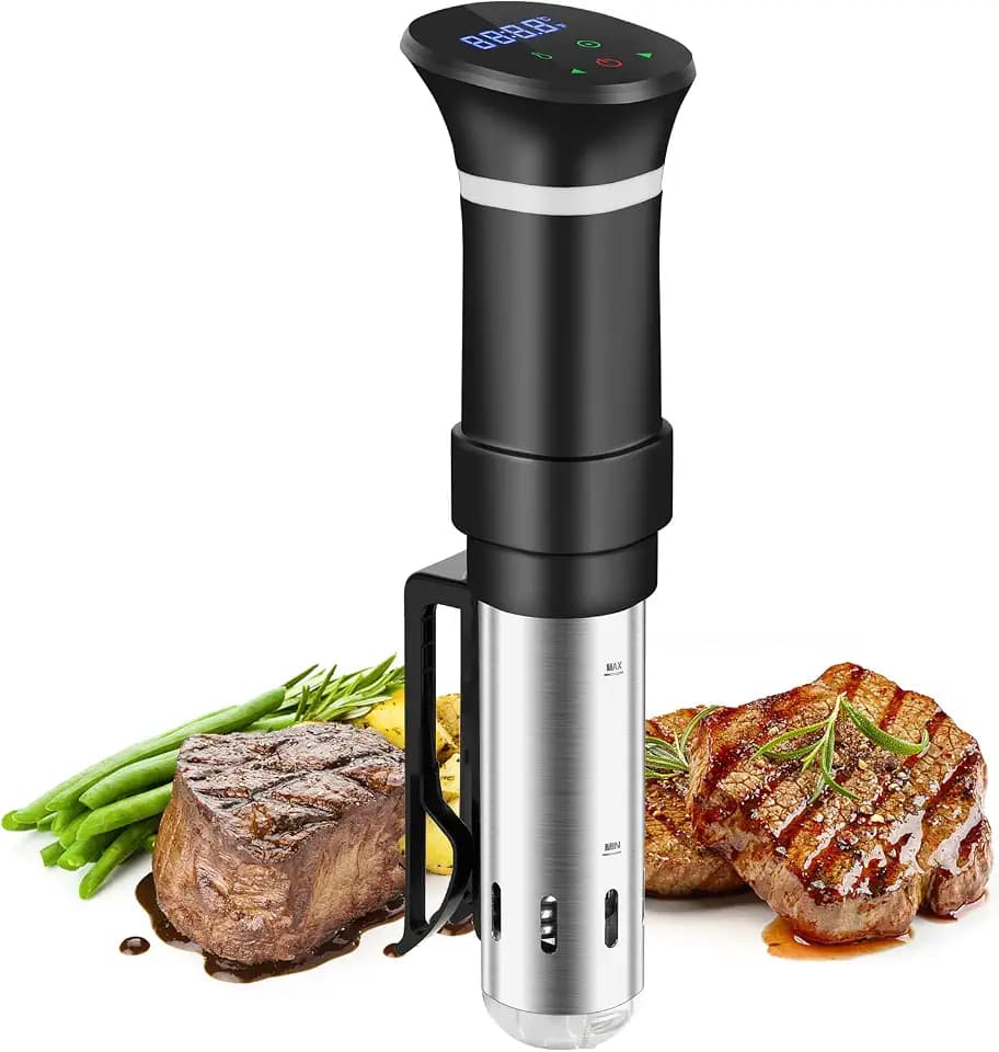 Sous Vide Garer Sous Vide Stick aus Edelstahl, Slow Cooker mit LED Touch-Display, 1000W Sous-vide Garer mit präziser Temperatureinstellung und Timer, inkl. Rezeptbuch, Grau(MEHRWEG)