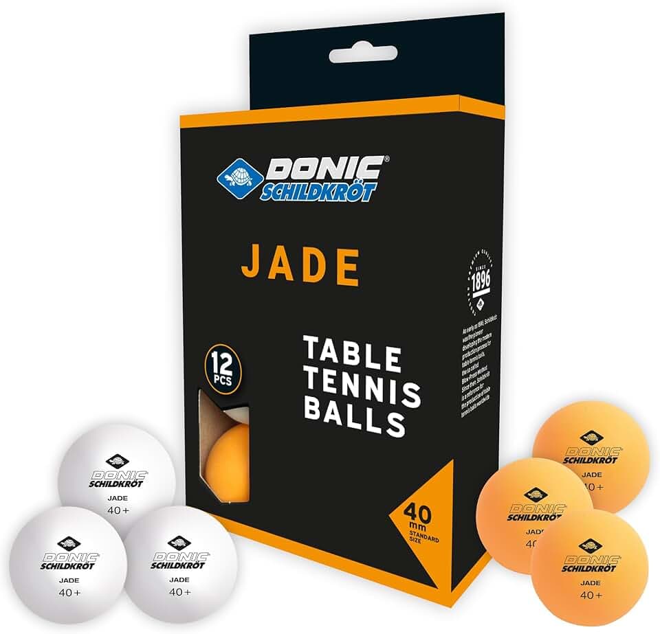 Donic-Schildkröt Tischtennisball Jade, Poly 40+ Qualität, weiß, orange oder im Farbmix, 6 STK.,12 STK., 72 STK. oder 144 STK.