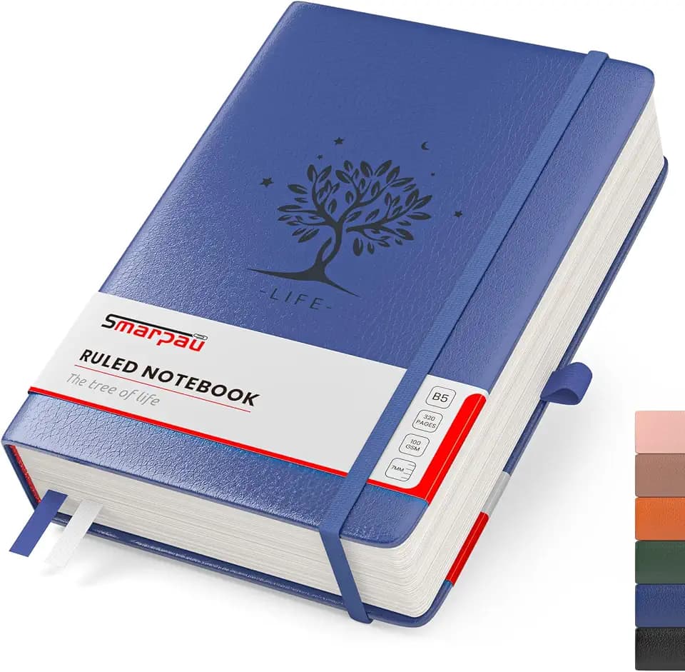 Smarpau B5 Notizbuch, Hardcover Leder Journal mit 320 Seiten zum Schreiben