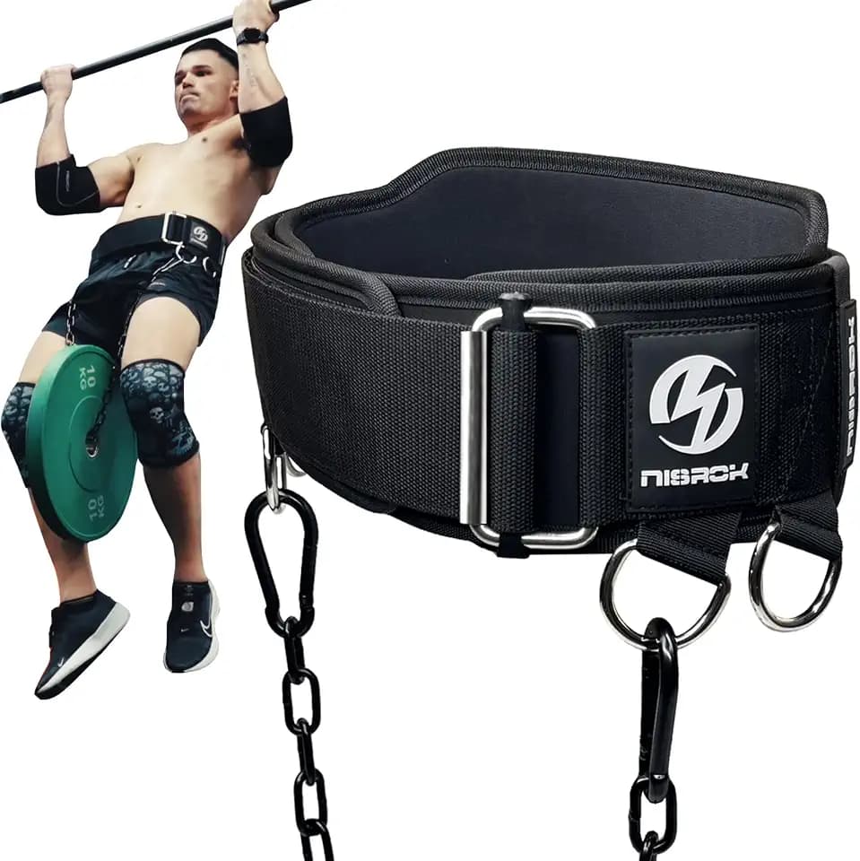 2-in-1 Weightlifting Belt & Dip Belt with 41 IN Steel Chain, Double-Layer Design, Powerlifting Gym Belt for Pull Up, Squat, Deadlifts & Added Weight Training, Unisex for Men & Women
