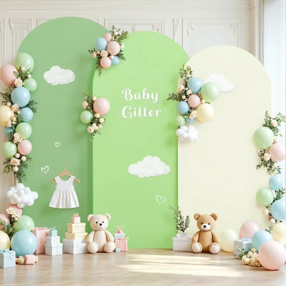 Green Arch Backdrop Cover 3 Set-4FT, 5FT, 6FT Spandex Fitted Wedding Arch Stand Covers for Baby Shower Birthday Party Wedding Ceremony Photo Balloon Arch Stand Background Decorations