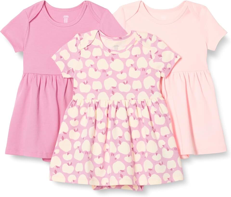 Amazon Essentials Baby - Mädchen Enges Kurzarm-Sommerkleid aus Baumwolle