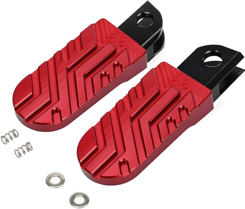 XINGWU Motorcycle Foot Pegs CNC Foot Rest Adjustable Non-Slip Foot Pedals for Ninja 400 650 1000SX 250SL ZX4R ZX4RR ZX6R ZX10R ZX14R ZX25R Z400 Z650 Z900 Z1000 ZH2 (Red, Front)