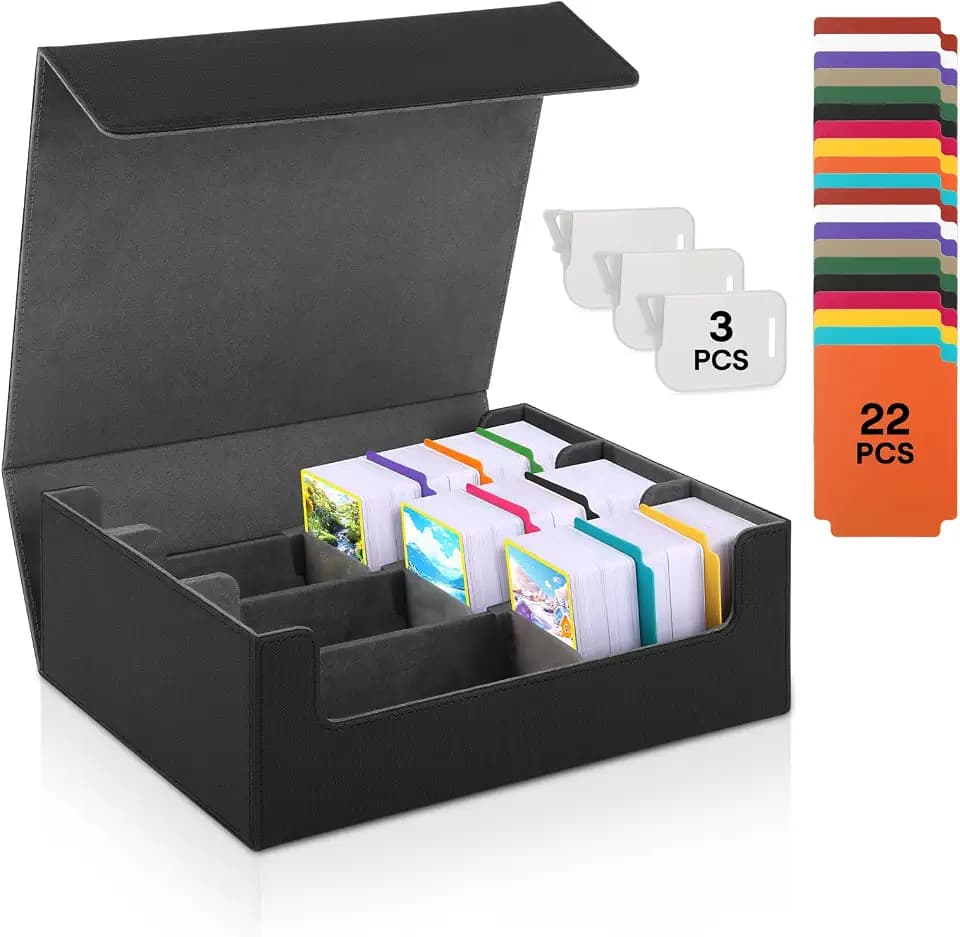 Talifoca Sammelkarte-Aufbewahrungsbox für 1800+ Karten, MTG Deck-Box Magnetisch, Commander Karten-Box für MTG und Sports-Karten, mit 22 kompatiblen Kartenteilern