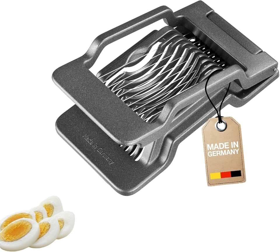 Westmark Eierschneider Justus Black Edition – Eierteiler für runde & ovale Scheiben – Extra-Scharfe Edelstahldrähte, Anthrazit