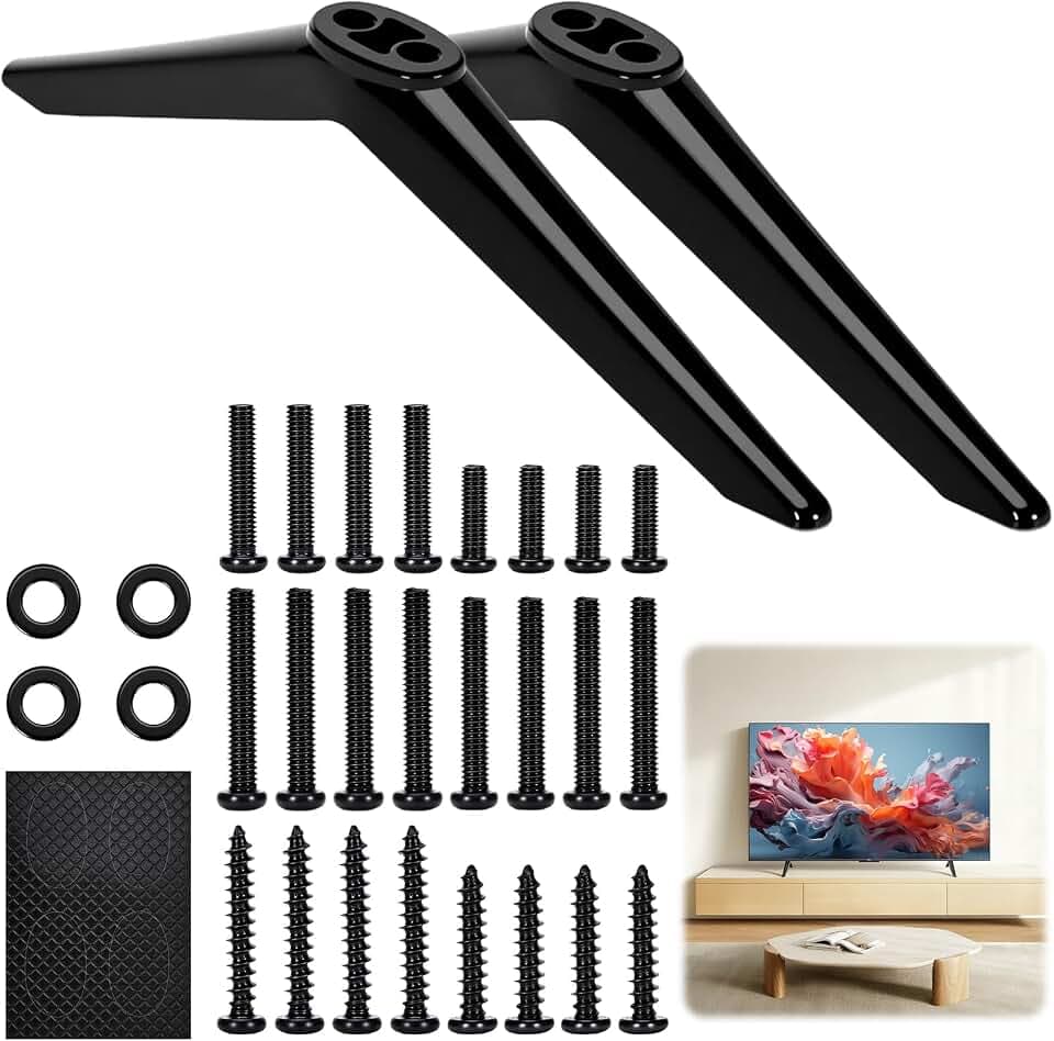 TV Stand für TCL, TV Standfuss Kompatibel mit 28-65 Zoll Roku Fernseher, TV-Standfüße mit Anti Rutsch Pads und Schrauben Set, Universal Standfuß Fernseher Füße für TCL, Samsung, Roku