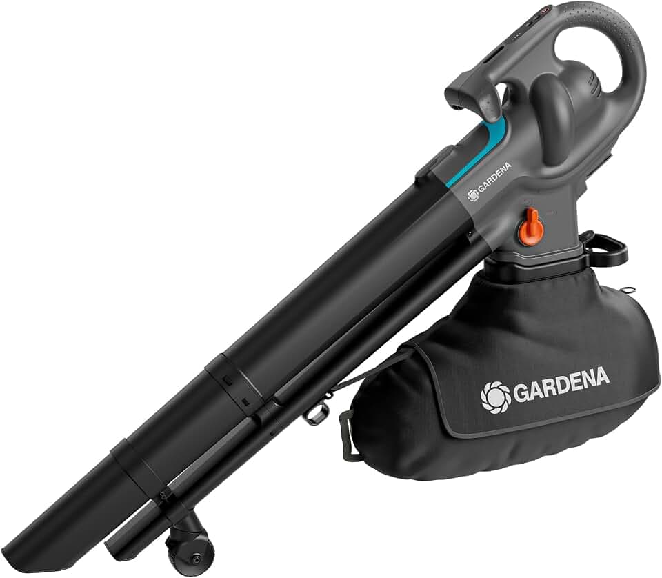 Gardena Akku-Laubsauger/-Bläser PowerJet Collect 18V P4A Solo: Starker Luftstrom, Schneller Moduswechsel, Einstellbare Geschwindigkeit, Fangsack, Kabellos (14895-55), Black