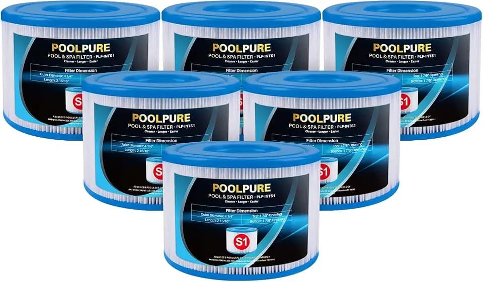 POOLPURE 6er-Pack Type S1 Whirlpool Filter, 29001E, Typ S1 PureSpa Filter