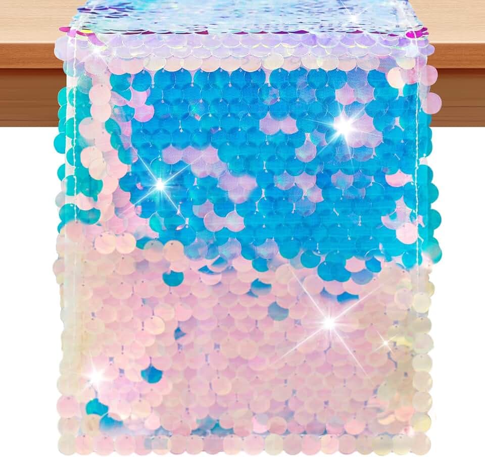 VHH Mermaid Party Table Runner 12 x 84 inches, 1 Pack