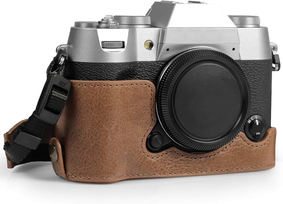 MegaGear Ever Ready Halb-Kameratasche aus echtem Leder, kompatibel mit Fujifilm X-T50