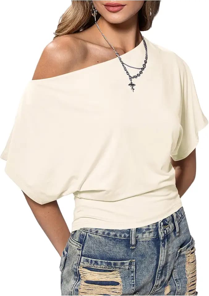 SweatyRocks Women's Off The Shoulder Tops Asymmetrical Summer Going Out Top
