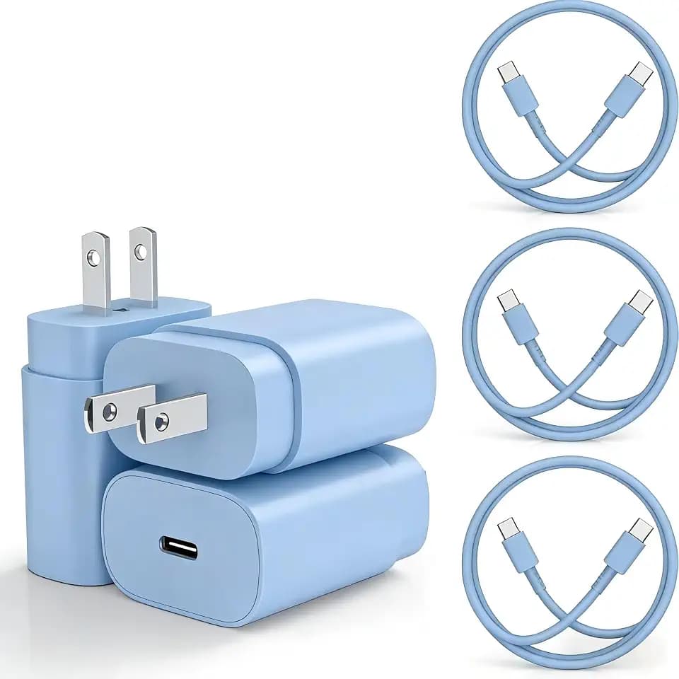 Type-C Charger, 3X 25W PD USB-C Super Fast Charging Block &6/10/10ft Cables