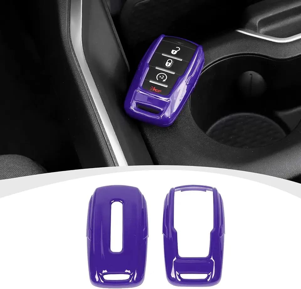 RAZPOY for RAM Key Fob Cover, ABS Key Case Cover Holder Protector Compatible with for 2018-2023 Dodge RAM 1500 2500 3500, Purple