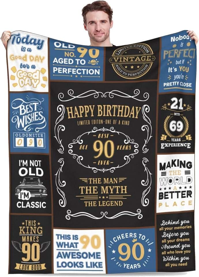90th Birthday Gifts for Men, 1936 90 Year Old Blanket 50"x60"