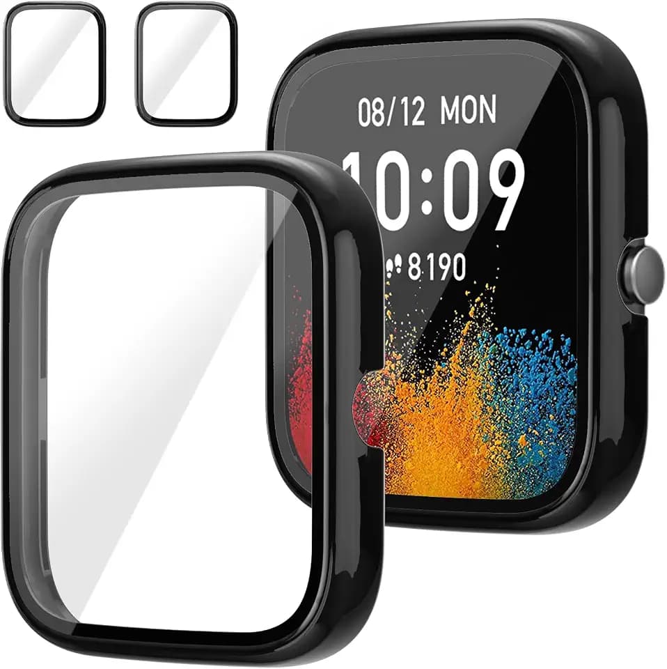 Screen Protector for Amazfit GTS 4 Mini Smartwatch, 2-Pack Hard PC Bumper Full Face Cover Protective Case Accessories for GTS 4 Mini Men Women