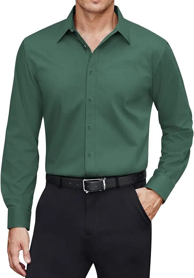 J.VER Herren Hemd Fleckenschutz Hemden Regular Fit Bügelleichtes Langarmhemd Klassisch Stretch Businesshemd Freizeit Hochzeit Hemd