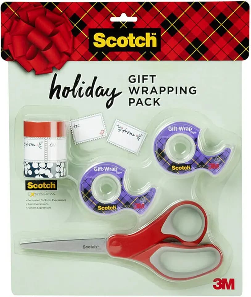 Scotch Gift Wrapping Pack, Includes Gift-Wrap Tape, Multi-Purpose Scissors, Expressions Washi Tape, Everything You Need to Wrap The Perfect Gift