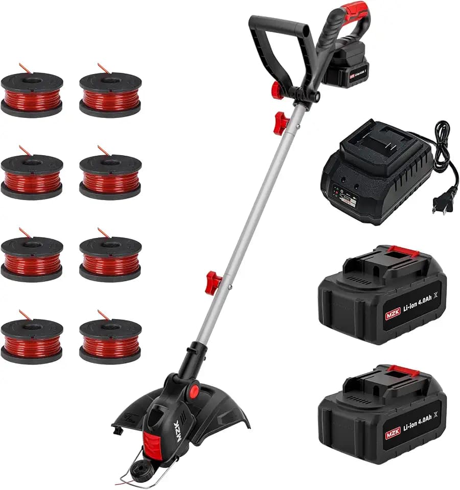 MZK 20V 12-Inch Cordless Weed Wacker, 8000 RPM, 4.0Ah Battery